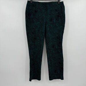 Chicos Pants Women Small Petite Green Animal Print Stretch Leggings Pull On